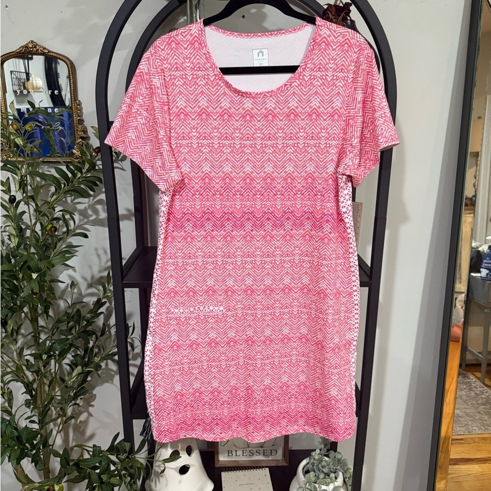 Cabana Life Performance T-shirt Dress Zigzag Mini Dress size large